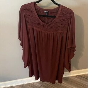 torrid rust smocked yoke tunic blouse